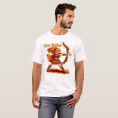 ファイアアーチャーピクセルアートRPGファンタジー炎の戦士 Tシャツ (正面フル)