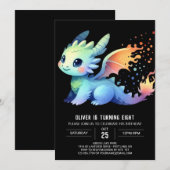 ファイアエレガントブリージングドラゴン誕生日 招待状 (正面/裏面)