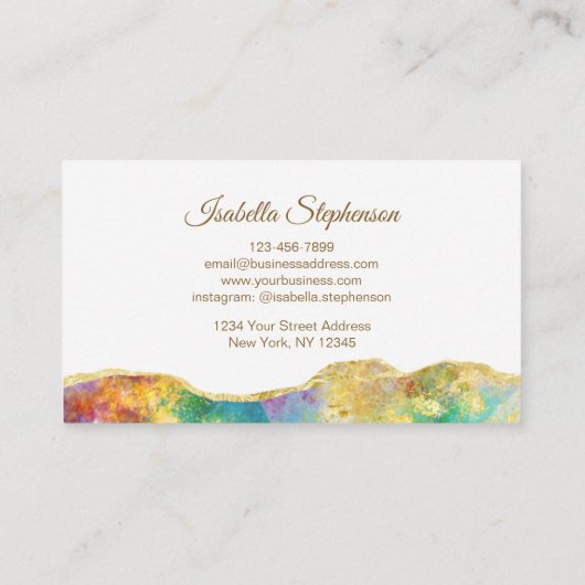 ファイアオエレガントパルレインボージェムストーンモダン 名刺 (裏面)