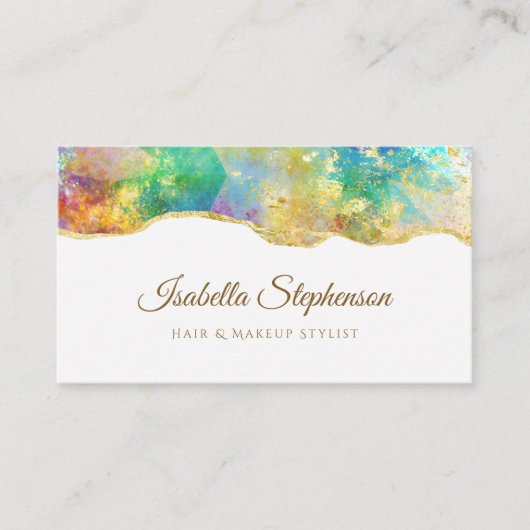 ファイアオエレガントパルレインボージェムストーンモダン 名刺 (正面)