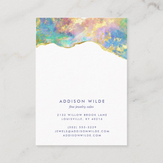 ファイアオパールレインボージェムストーンネックレスディスプレイカード 名刺 (裏面)