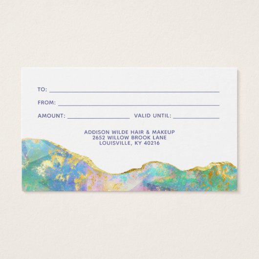 ファイアオパールレインボージェムストーンビジネスギフトカード (裏面)