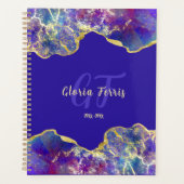 ファイアオパール鮮やかパープルと金ゴールドマーブルアート プランナー手帳 (正面)