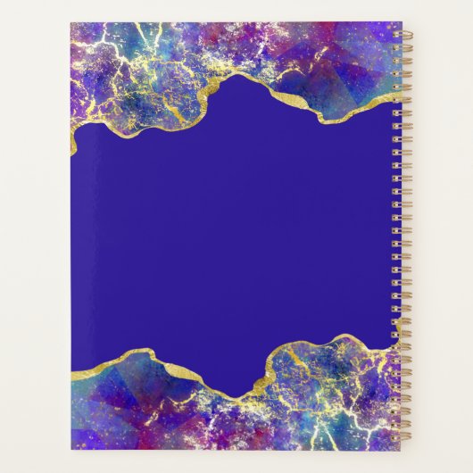 ファイアオパール鮮やかパープルと金ゴールドマーブルアート プランナー手帳 (裏面)