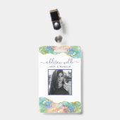 ファイアオパール レインボージェム ストーン ビジネス ID バッジ (Front with Clip)