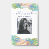 ファイアオパール レインボー ジェムストーン ビジネス ID バッジ (正面)