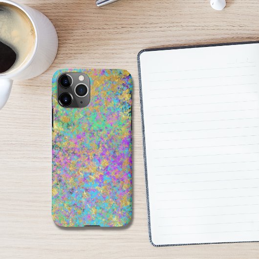 ファイアオペルジェムストーンフェイク金ゴールド虹色 iPhoneケース