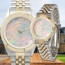 ファイアオペルダイアモンドダイヤル編集可能カスタムことわざ 腕時計