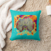 ファイアオーキッド鮮やか、抽象芸術水色フローラ クッション (ブランケット)