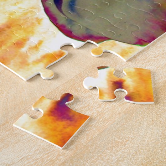 ファイアオーキッド鮮やか、抽象芸術水色フローラ ジグソーパズル (側面)