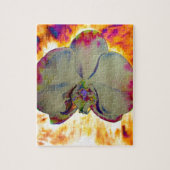 ファイアオーキッド鮮やか、抽象芸術水色フローラ ジグソーパズル (縦)