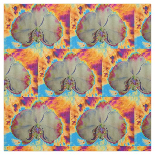 ファイアオーキッド鮮やか、抽象芸術水色フローラ ファブリック (見本)