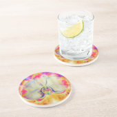 ファイアオーキッド、抽象芸術熱帯フローラ絵画ズ コースター (側面)