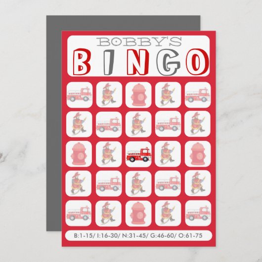 ファイアカスタムートラックビンゴゲームカードで記入 (正面/裏面)