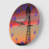 ファイアカンザスサンセット ラージ壁時計 (傾斜)