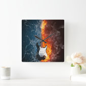 ファイアギター(&I) スクエア壁時計 (ホーム)