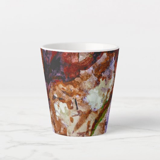ファイアクオーツクリスタルジオードマーブル抽象芸術 カフェラテマグ (正面)