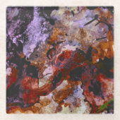 ファイアクオーツクリスタルジオードマーブル抽象芸術 ガラスコースター (正面)