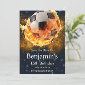 ファイアサッカー、サッカー、フットボール誕生日 セーブザデート (スタンド正面)