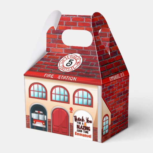 ファイアステーションハウス |消防士の誕生日パーティー フェイバーボックス (裏面サイド)