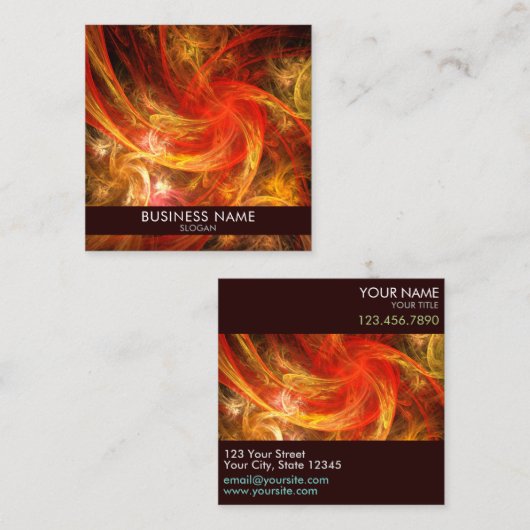 ファイアストームノヴァ抽象芸術アートプロフェッショナル スクエア名刺 (正面/裏面)