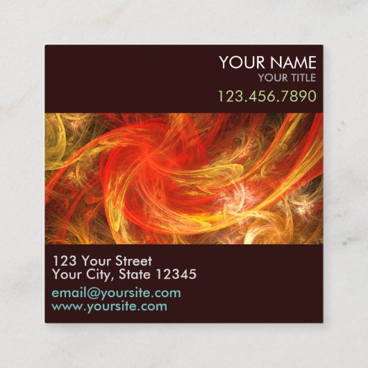ファイアストーム抽象芸術アートプロフェッショナル スクエア名刺 (裏面)