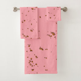 ファイアスパークオーバーレイあなたの写真赤面ピンク バスタオルセット