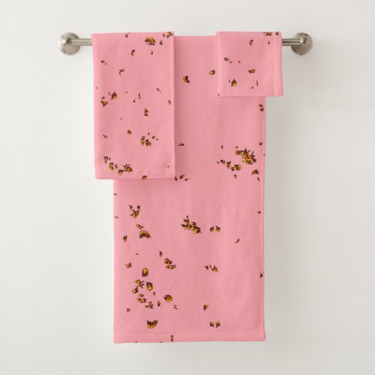 ファイアスパークオーバーレイあなたの写真赤面ピンク バスタオルセット (インサイチュ)