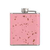 ファイアスパークオーバーレイあなたの写真赤面ピンク フラスク (裏面)