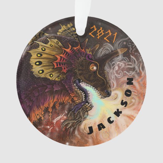 ファイアスピッタードラゴン名前をカスタムする オーナメント (正面)