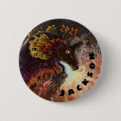 ファイアスピッタードラゴン名前をカスタムする 缶バッジ (正面)