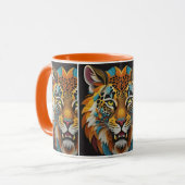 ファイアタイガー顔アートカスタム – グラフィックT マグカップ (正面左)