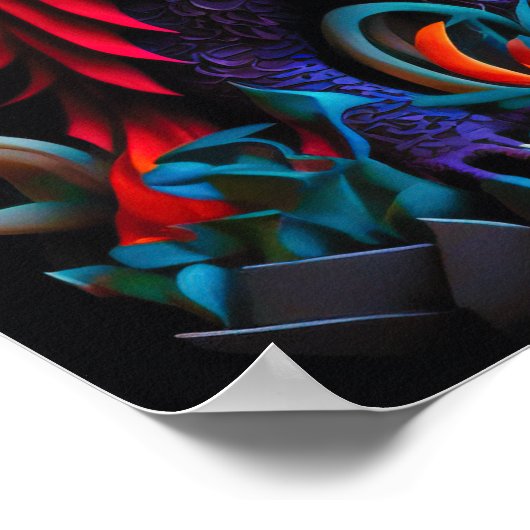 ファイアドラゴンキャッスルファンタジーアート神話的な生き物 ポスター (角)