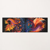 ファイアドラゴンキャッスルファンタジーアート神話的な生き物 ヨガマット (裏面(横))