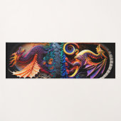 ファイアドラゴンキャッスルファンタジーアート神話的な生き物 ヨガマット (正面(横))