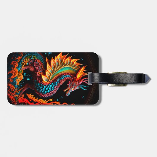 ファイアドラゴンキャッスルファンタジーアート神話的な生き物 ラゲッジタグ (裏面横)