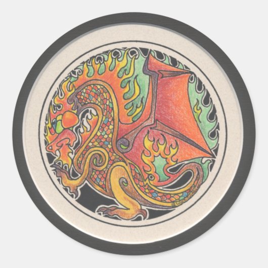 ファイアドラゴンステッカー ラウンドシール (正面)