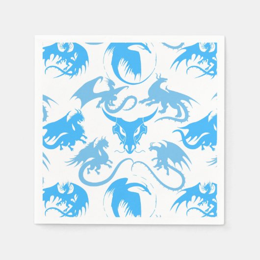 ファイアドラゴンズのパターンLBLue スタンダードカクテルナプキン (正面)