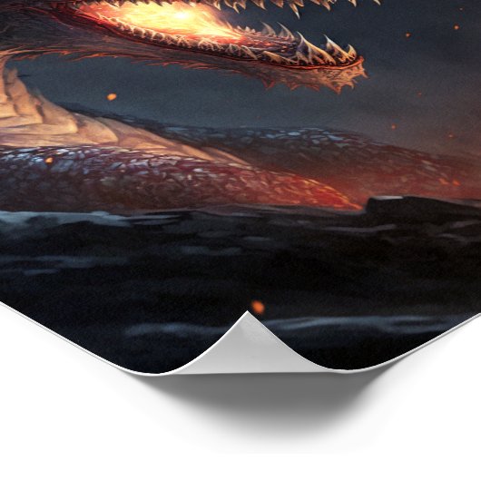 ファイアドラゴンファンタジーアートポスター ポスター (角)