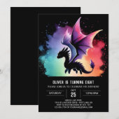 ファイアドラゴン誕生日印刷可能 招待状 (正面/裏面)