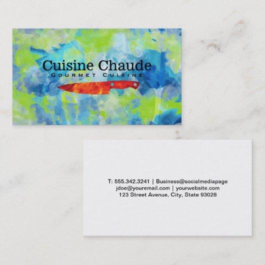 ファイアナイフ | 水彩背景 名刺 (正面/裏面)