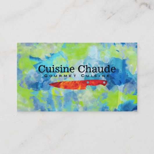 ファイアナイフ | 水彩背景 名刺 (正面)