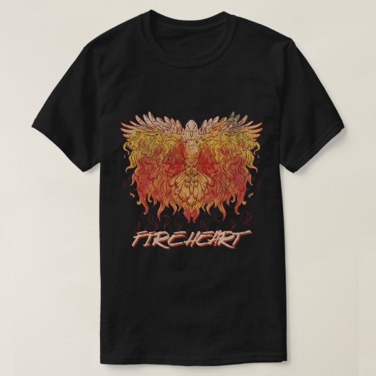 ファイアハートフェニックスバードファイアラブ神話魔法ファ Tシャツ (デザイン正面)