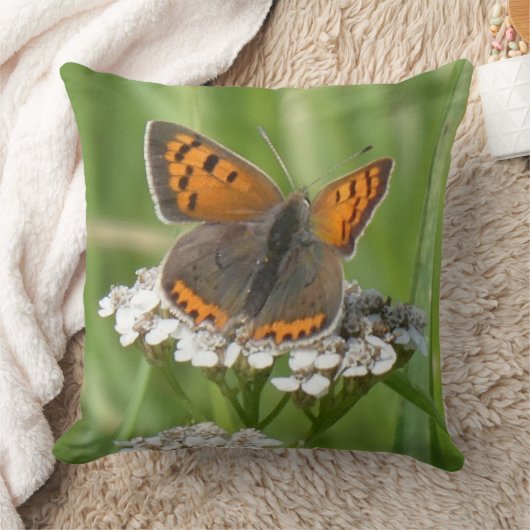 ファイアバタフライオンホワイトフラワーズ装飾用クッション クッション (ブランケット)