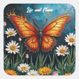 ファイアバタフライ超現実的なアートワークchamomile自然 スクエアシール