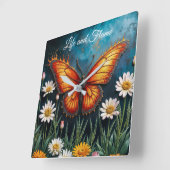 ファイアバタフライ超現実的なアートワークchamomile自然 スクエア壁時計 (傾斜)