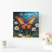 ファイアバタフライ超現実的なアートワークchamomile自然 スクエア壁時計 (ホーム)