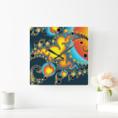 ファイアバーストフラクカラフルトラルアモダンート スクエア壁時計 (ホーム)