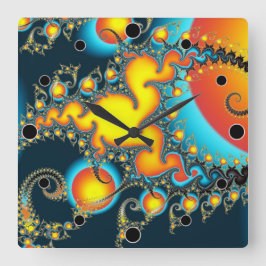 ファイアバーストフラクカラフルトラルアモダンート スクエア壁時計