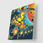 ファイアバーストフラクカラフルトラルアモダンート スクエア壁時計 (傾斜)